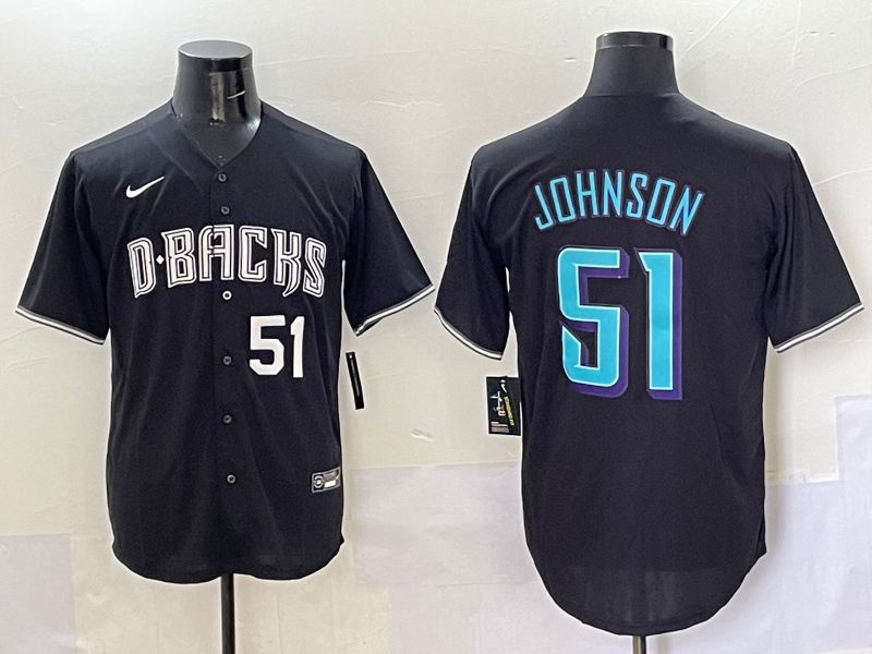 Men 2025 Arizona Diamondback 51 Johnson Black Joint Name Nike MLB Jersey style 2